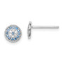 Sterling Silver Rhodium plated Blue Spinel & Clear CZ Post Earrings