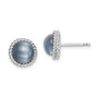 Sterling Silver Rhodium-plated Created Grey Cat's Eye Post Earrings