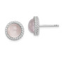 Sterling Silver Rhodium-plated Created Pink Cat's Eye Post Earrings