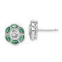 Sterling Silver Rhodium-plated Synthetic Green Spinel & CZ Earrings