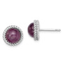 Sterling Silver Rhodium-plated Created Purple Cat's Eye Post Earrings