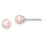 Sterling Silver Madi K Rhod-P 4-5mm Pink Round FWC Pearl Stud Earrings