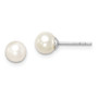 Sterling Silver Madi K Rhod-P 5-6mm White Round FWC Pearl Stud Earrings