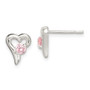 Sterling Silver Pink CZ Heart Post Earrings