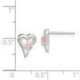 Sterling Silver Pink CZ Heart Post Earrings