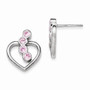 Sterling Silver Pink CZ Heart Post Earrings