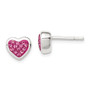 Sterling Silver Pink CZ Heart Post Earrings