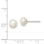 Sterling Silver White FW Cultured Pearl 6-7mm Button Earrings