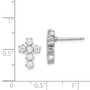 Sterling Silver Rhodium-plated CZ Cross Post Earrings