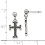 Sterling Silver Antiqued Cross Post Earrings