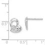 Sterling Silver Rhodium Plated CZ Heart Post Earrings