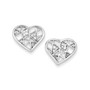 Sterling Silver Rhodium Plated CZ Heart Post Earrings