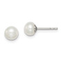 Sterling Silver 5-6mm White FW Cultured Button Pearl Stud Earrings