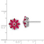 Sterling Silver Rhodium-plated Diamond & Composite Ruby Earrings