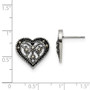 Stainless Steel Marcasite Textured Heart Post Earrings