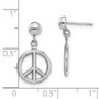 14K White Gold 3-D Peace Symbol Dangle Earrings