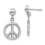 14K White Gold 3-D Peace Symbol Dangle Earrings