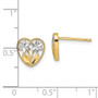 14k w/ Rhodium-Plated D/C Flower & Heart Post Earrings