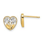 14k w/ Rhodium-Plated D/C Flower & Heart Post Earrings