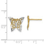 14k w/ Rhodium-Plated Butterfly Post Earrings