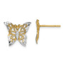 14k w/ Rhodium-Plated Butterfly Post Earrings