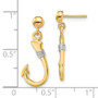 14K 3-D Fish Hook w/ Rope Dangle Earrings