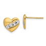 14k w/ Rhodium-Plated D/C Heart Earrings