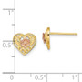 14k Two-Tone Flower & Heart Post Earrings