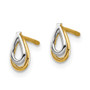 14K & White Rhodium Tear Drop Post Earrings