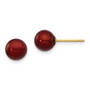 14k 6-7mm Coffee Round Freshwater Cultured Pearl Stud Post Earrings