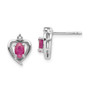 14k White Gold Ruby Diamond Earring