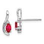 14k White Gold Ruby Diamond Earring