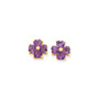 14k Heart-shaped Amethyst Flower Post Earrings