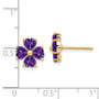 14k Heart-shaped Amethyst Flower Post Earrings