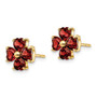14k Heart-shaped Garnet Flower Post Earrings