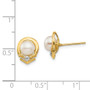 14K 5-6mm White Button FW Cultured Pearl .02ct Diamond Post Earrings