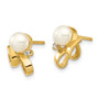14K 4-5mm White Button FW Cultured Pearl .02ct Diamond Post Earrings