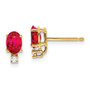 14k 6x4mm Oval Ruby AA Diamond Earrings