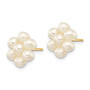 14k 3-4mm White Egg Freshwater Cultured Pearl Flower Earrings