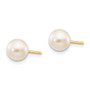 14k 6-7mm Round White Saltwater Akoya Cultured Pearl Stud Post Earrings