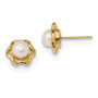 14k 5-6mm White Button Freshwater Cultured Pearl Post Earrings