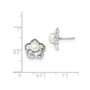 14k White Gold 5-6mm White Button FWC Pearl Flower Post Earrings