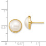 14k 10-11mm White Freshwater Cultured Mabe Pearl Post Earrings