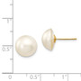 14k 10-11mm White Freshwater Cultured Mabe Pearl Post Earrings