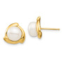 14K 7-8mm White Button Freshwater Cultured Pearl Post Earrings