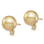 14K 9-10mm Golden Saltwater Cultured South Sea Pearl .10ct Dia Earrings