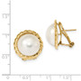 14k 13-14mm White Mabe Freshwater Cultured Pearl Omega Back Earrings