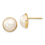 14k 9-10mm White Freshwater Cultured Mabe Pearl Post Earrings