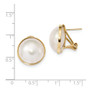 14k 14-15mm White Mabe Freshwater Cultured Pearl Omega Back Earrings