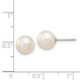 14k White Gold 8-9mm White Round FW Cultured Pearl Stud Post Earrings